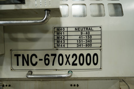 Modern TNC 670 x 2000 CNC Lathe with 26-inch Swing, 80-inch Centers, and 6.25-inch Bore Modern