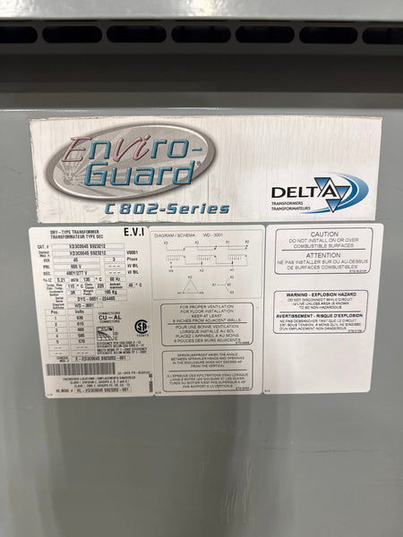 Delta 45 KVA Transformer Nameplate