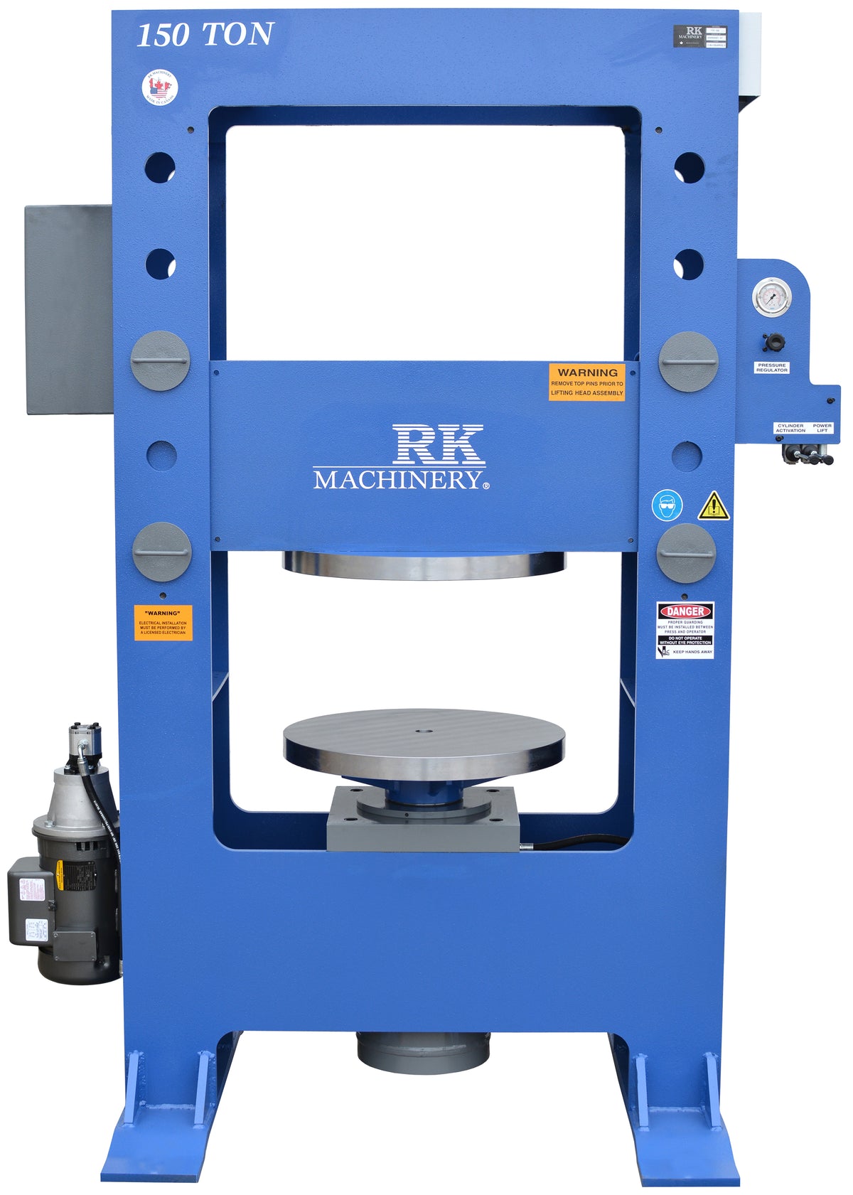 RK Machinery FTP-150 forklift tire hydraulic press with 150 ton capacity
