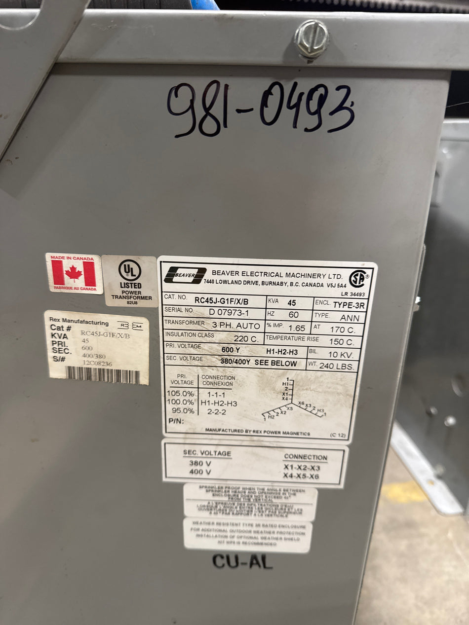 10 KVA - 600V to 380/400V 3 Phase Auto-transformer