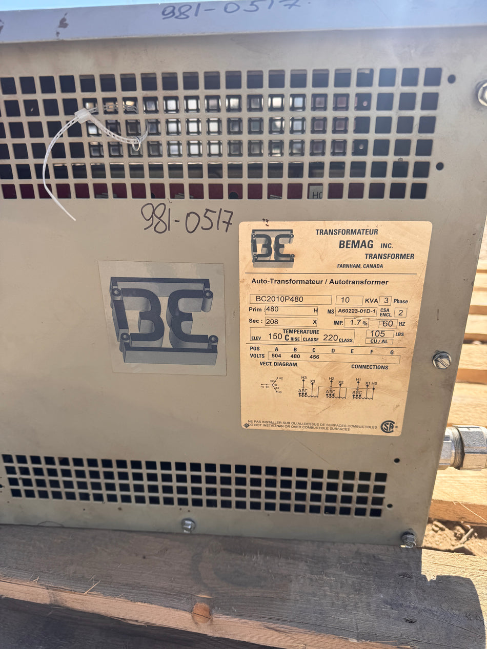 10 KVA 480V to 208v Autotransformer