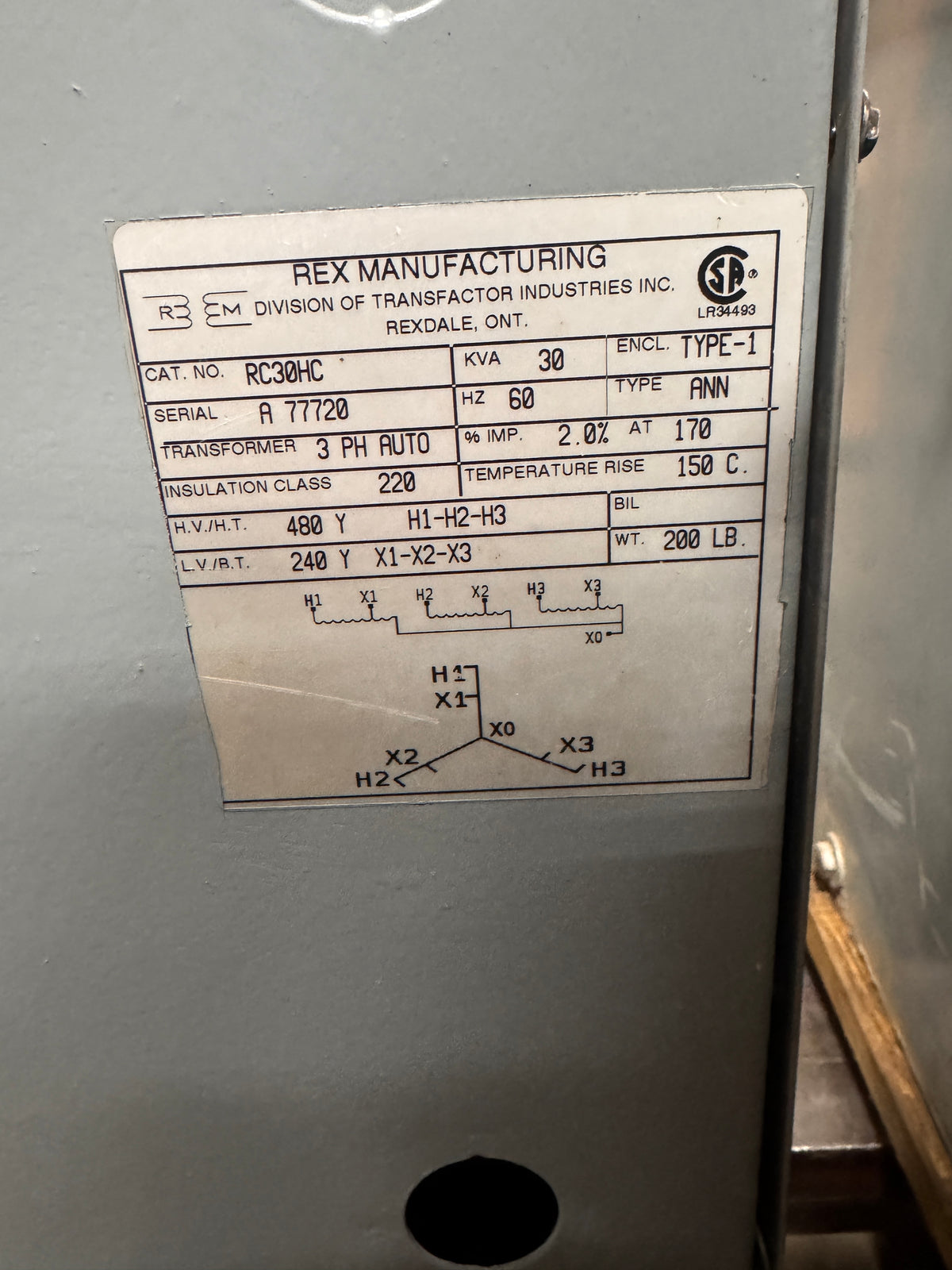 30 KVA - 480V to 240V 3 Phase Auto-Transformer - Stan Canada