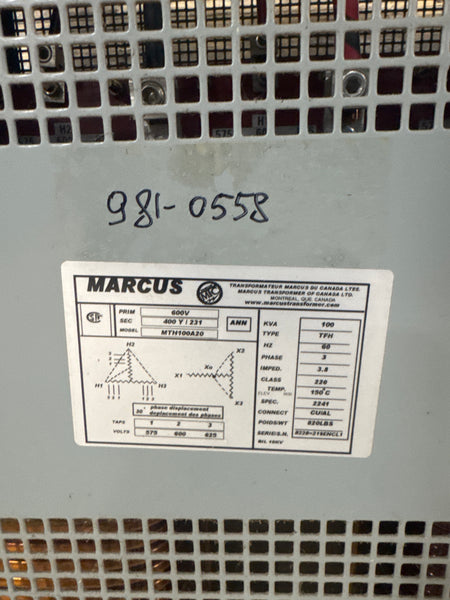 100 KVA 600V to 400Y/231Isolation Transformer - Stan Canada