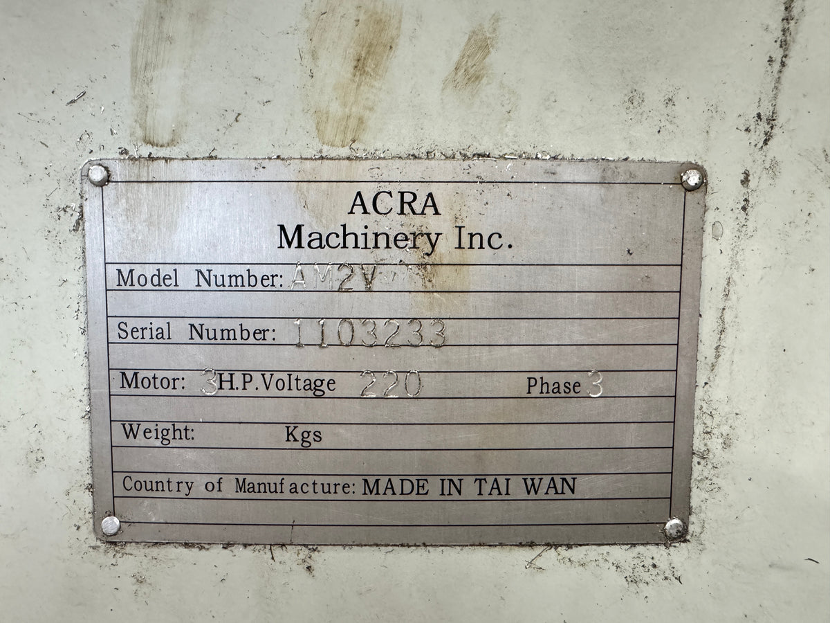 ACRA AM2V Vertical Milling Machine w/ 3-Axis DRO – Taiwan Mil - Stan Canada