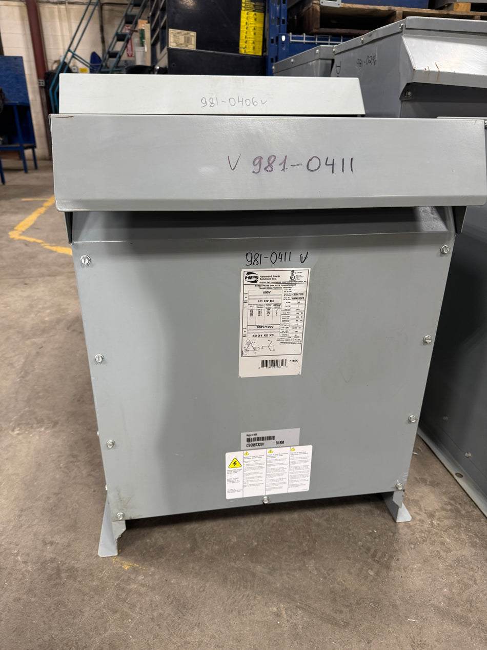 30 KVA 600V to 208Y/120V  Isolation Transformer