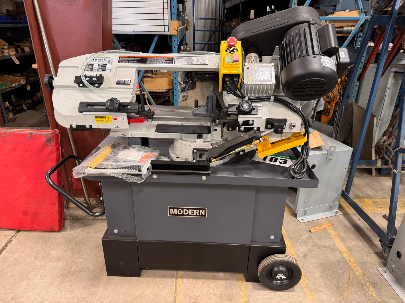 Modern 7x12 hydraulic swivel horizontal band saw – metal cutting machine with miter cutting capacity Modern