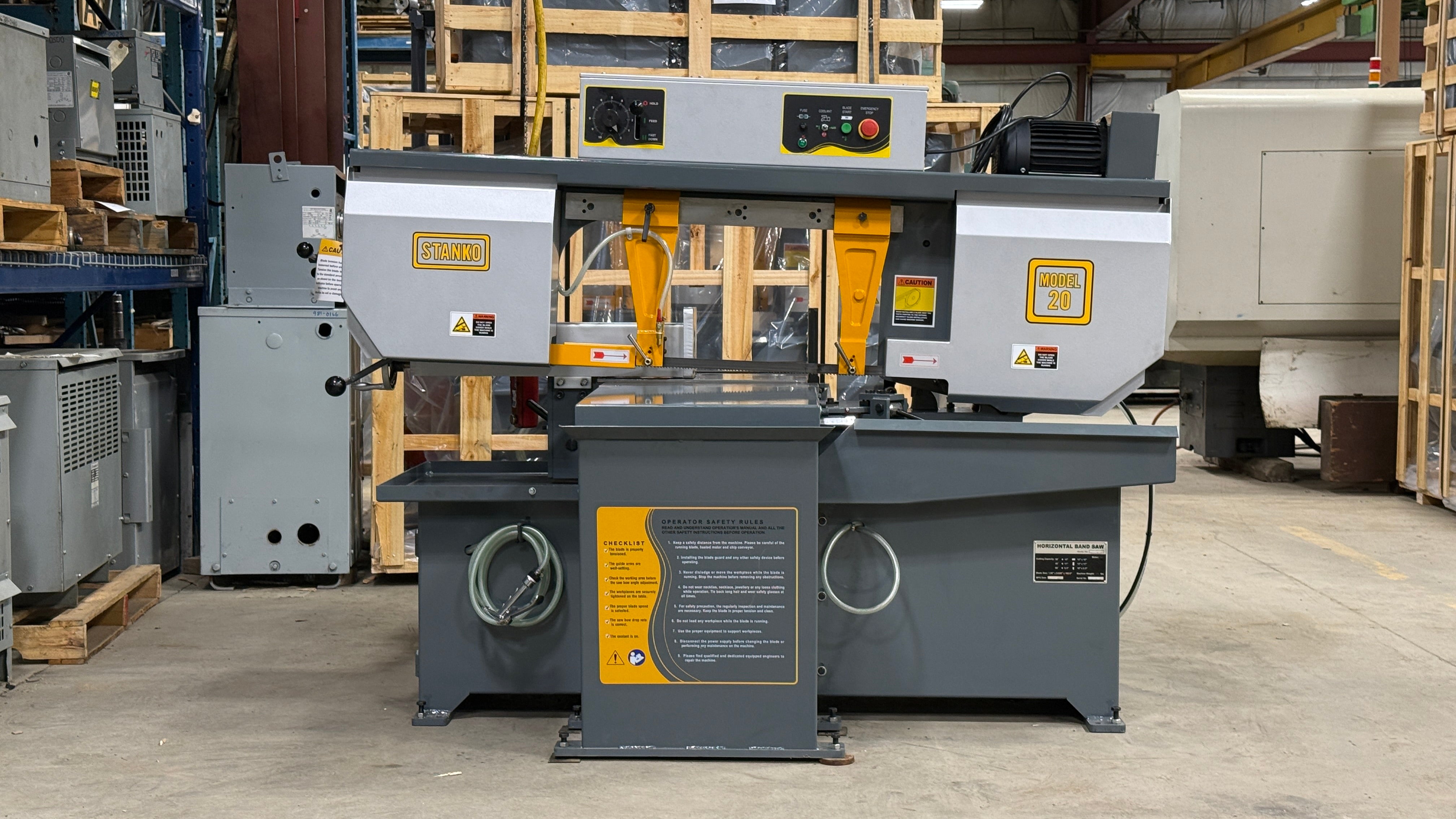 STANKO Model 20 Horizontal Band Saw – Dual Voltage 1 & 3 Phase Metal Cutting Machine – Modern