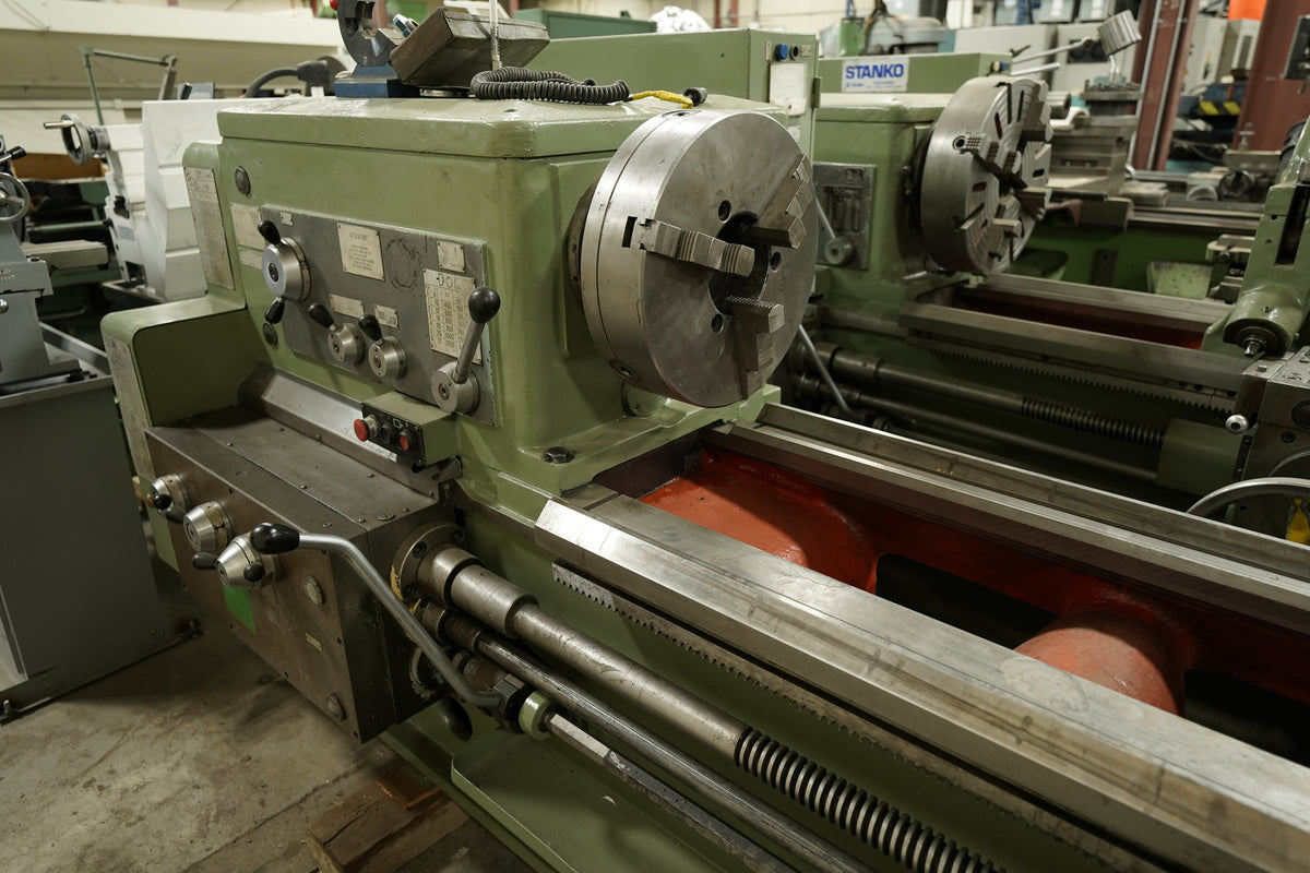 Stanko 1M63B Manual Lathe with 28-inch Swing, 120-inch Centers, and Mitutoyo DRO Modern