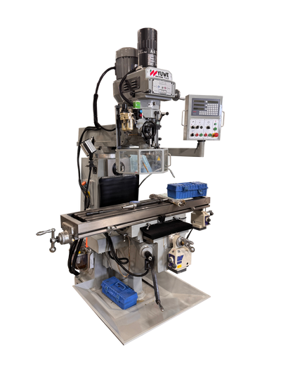 YUWE TM330H Horizontal & Vertical Milling Machine with NT40 spindle, dual 5HP motors, and 3-axis DRO – Modern