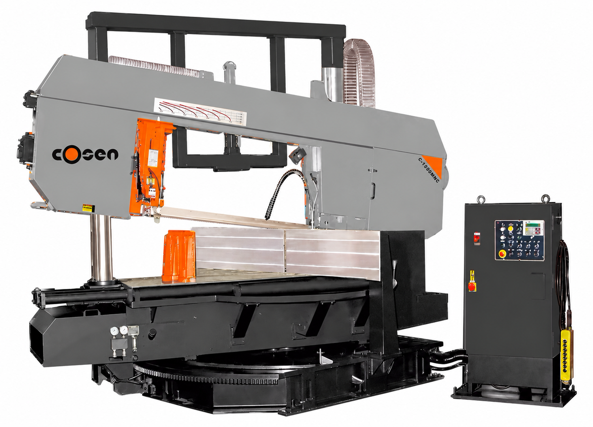COSEN C-1000MNC fully automatic mitre band saw on clean white background