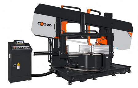 COSEN M8 fully automatic mitre band saw on clean white background