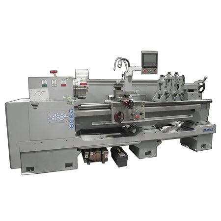 We have a new & used lathe for sale in our machine shop. Smart Lathe is our new line of manual lathes that are made to simplify work with programmable threading without G-Code (CNC) required. Variable speed and touch screen settings so you don't need to crank a lot of handles. Stan Canada Industrial Machine Tools Inc